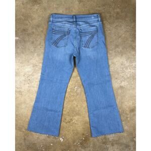 7 For All Mankind Dojo Jeans Size 29 Cropped Flare Mid Rise Raw Hem Light‎ Was